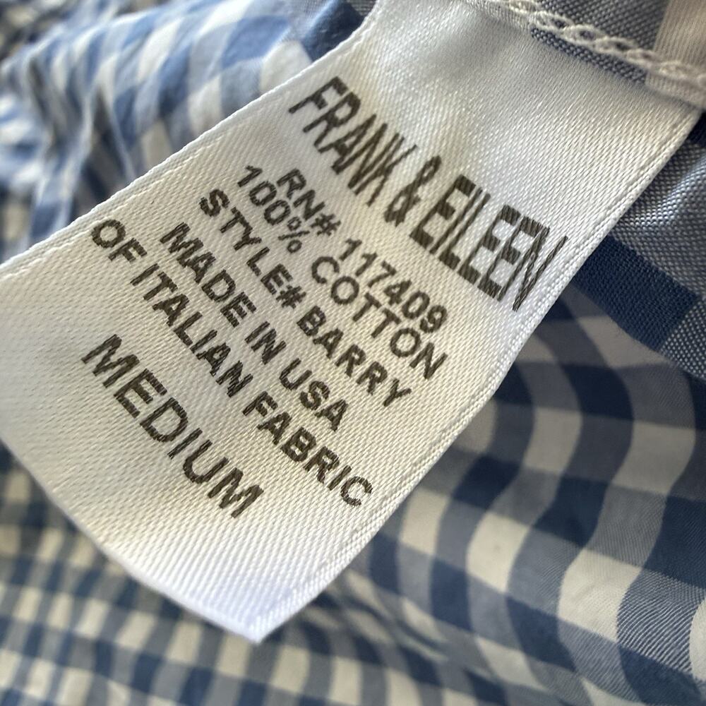 Frank & Eileen Barry Blue White Gingham Cotton Button Up Shirt Medium - Picture 9 of 9